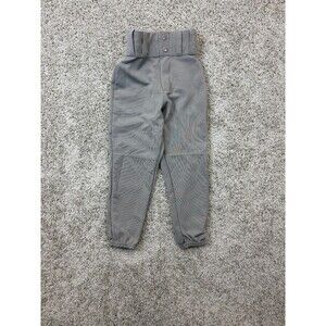Alleson Athletic Youth XS Gray Baseball Pants Double Knee Elastic Cuff Belt Loop